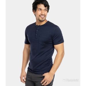 Woolly XL 100% merino wool HENLEY SHORT SLEEVE in navy